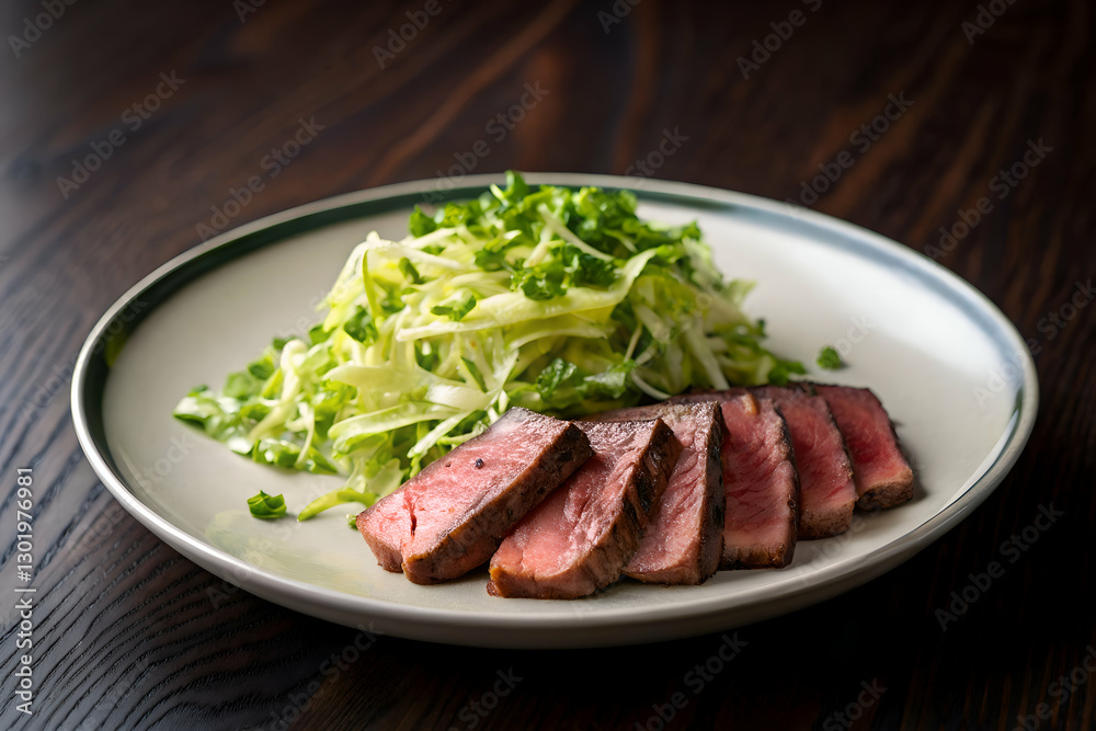 Corned beef and cabbage served with steamed vegetables and mustard on a rustic plate Corned beef and cabbage served with steamed vegetables and mustard on a rustic plate