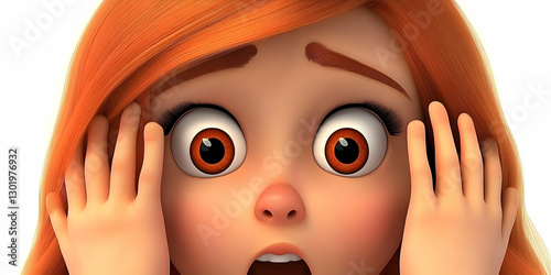 3D Illustration Girl, Surpr...