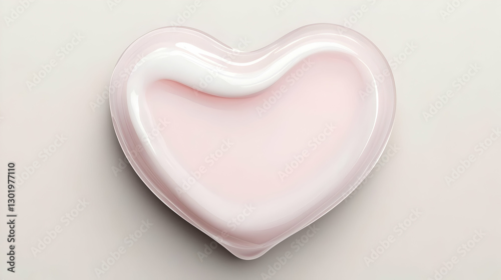 3D Illustration Pink Heart Cream, Soft Swirl, Minimal Background 3D Illustration Pink Heart Cream, Soft Swirl, Minimal Background