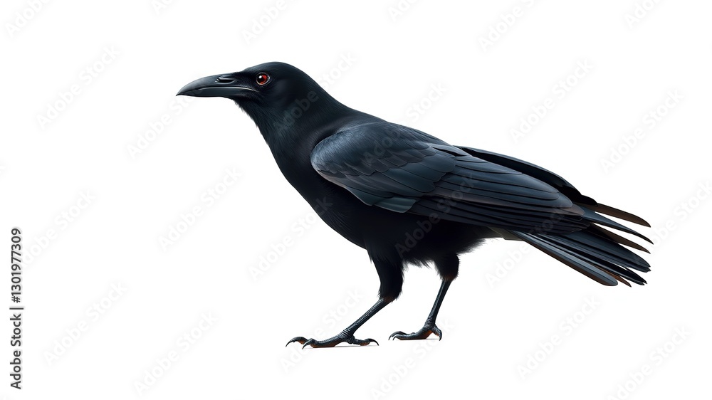 Fototapeta premium Enigmatic Crow Perched on Branch