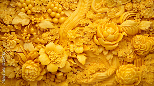 3D Illustration Golden Flor...