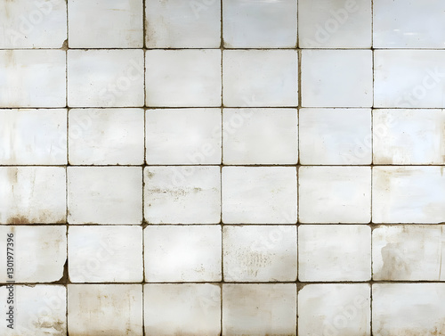 Aged White Tile Wall Backgr...