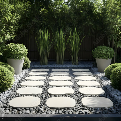 3D Render Garden Path Bambo...