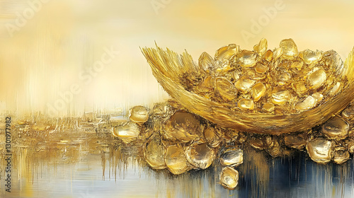 Golden Abstract Oil Painting