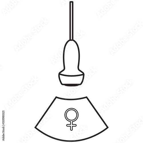 Ultrasonographer girl gender symbol line icon