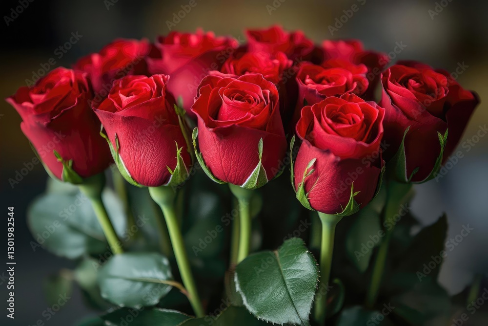 Elegant Arrangement of Fresh Red Roses in Natural Light Display Elegant Arrangement of Fresh Red Roses in Natural Light Display