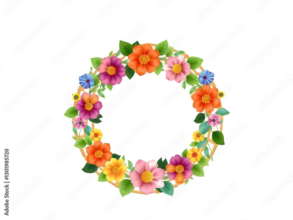 Circular Floral Design with Abstract Elements Circular Floral Design with Abstract Elements