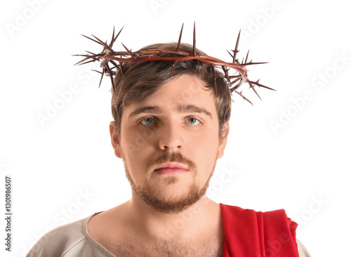 Man in Jesus robe and crown...