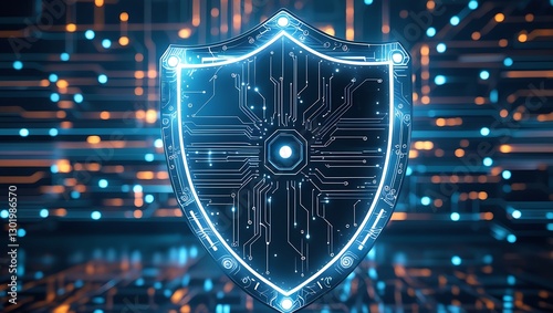Futuristic Shield Protecting Digital Data Network