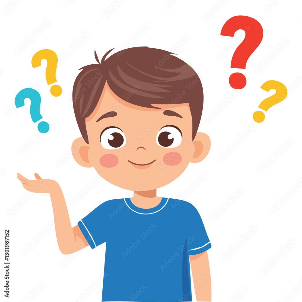 Portrait of a boy with a thinking gesture Portrait of a boy with a thinking gesture