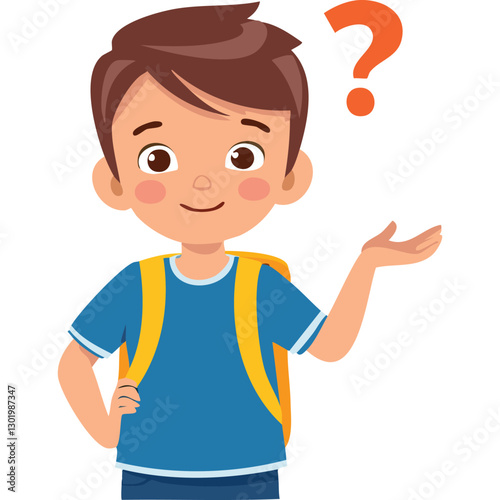 Portrait of a boy with a thinking gesture