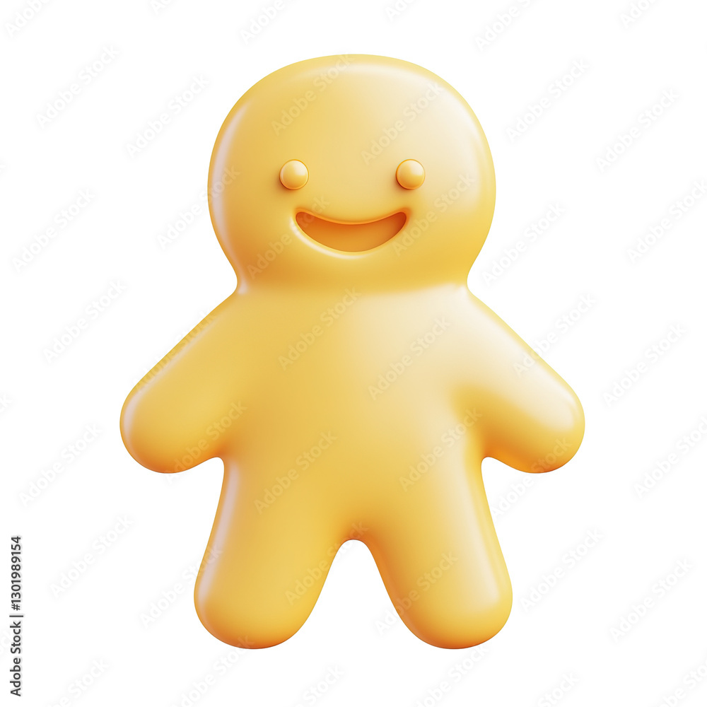 This image showcases a cheerful, glossy golden figure with a happy face, offering a simple and playful design. This image showcases a cheerful, glossy golden figure with a happy face, offering a simple and playful design.
