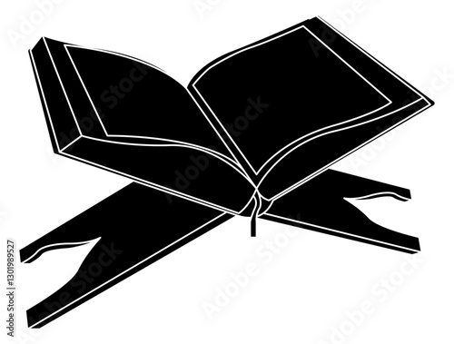 Black Silhouette Detailed 3D Quran Design Ramadan