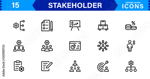 Stakeholder Icon Set. High-Quality Vector Icons for Business, Partnerships, Corporate Governance, and Stakeholder Engagement