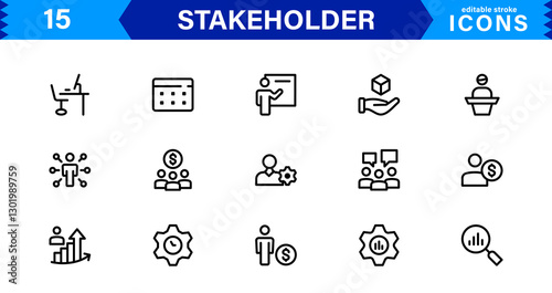 Stakeholder Icon Set. High-Quality Vector Icons for Business, Partnerships, Corporate Governance, and Stakeholder Engagement