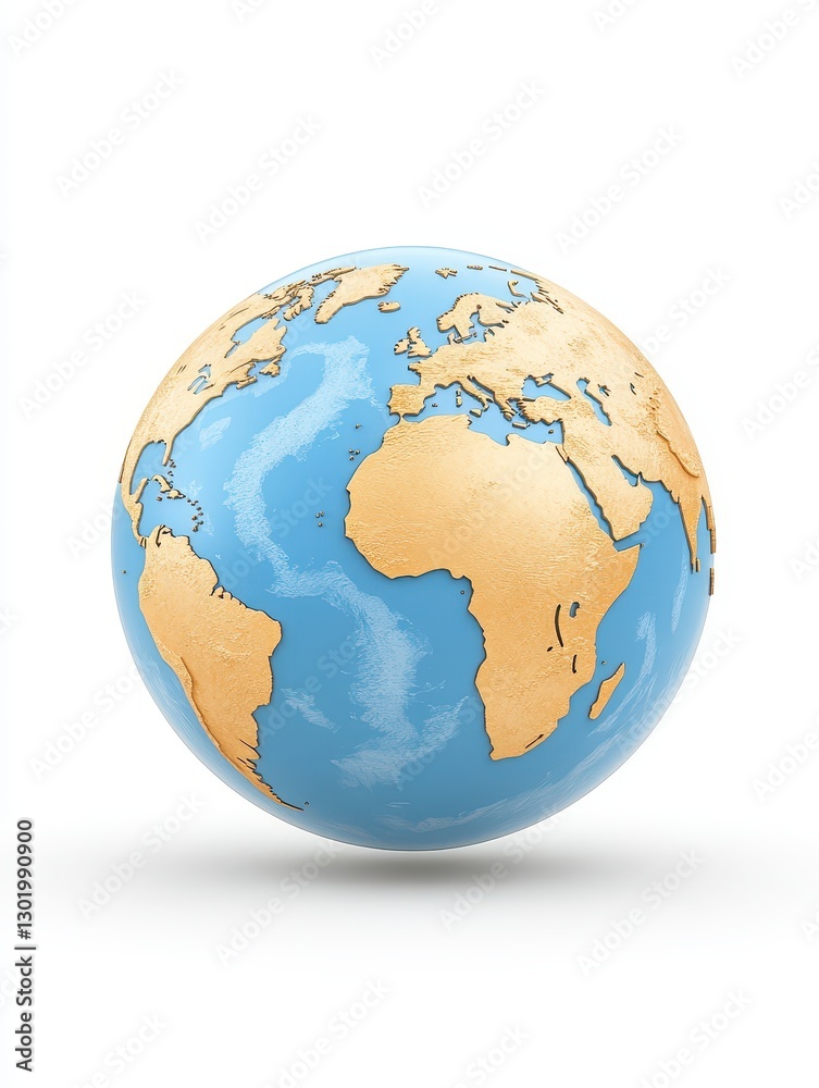 Fototapeta premium Pixelated Earth Globe on White Background