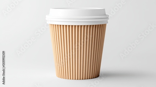 Wallpaper Mural Corrugated Cardboard Coffee Cup with White Lid on White Background Torontodigital.ca