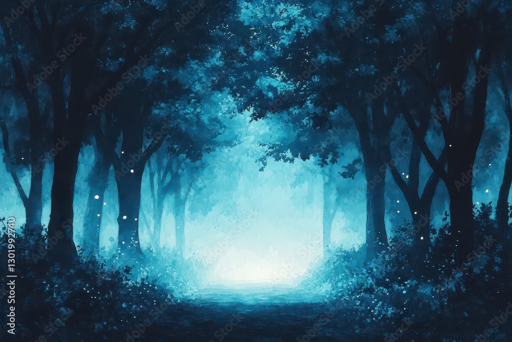 Obraz premium Pixelated Forest Path Glowing Light