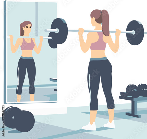 young woman exercising with dumbbells