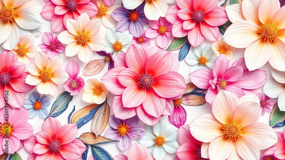 Obraz premium Pastel Bloom Rhapsody: A Digital Floral Symphony