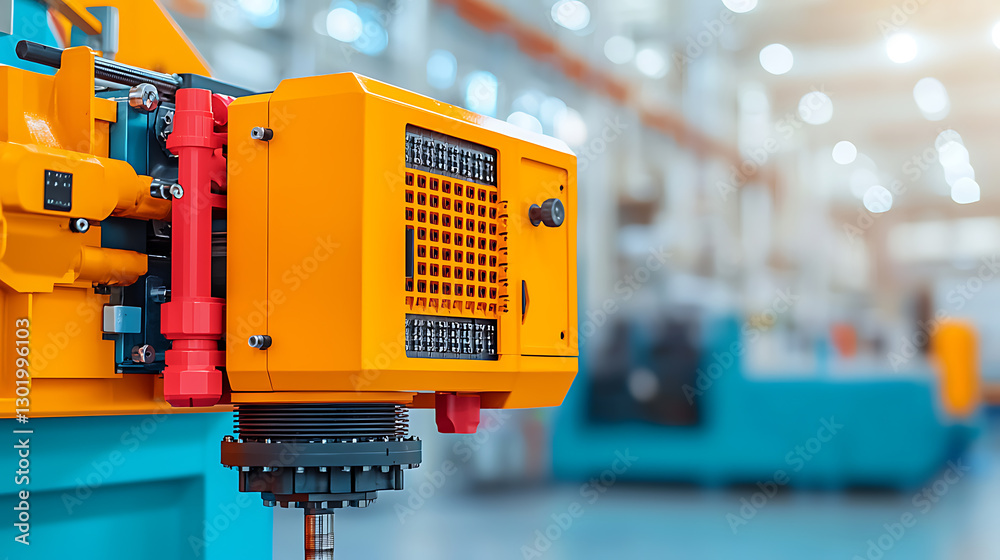 Fototapeta premium Industrial plastic injection machine operation manufacturing facility machinery industrial environment close-up view engineering concept