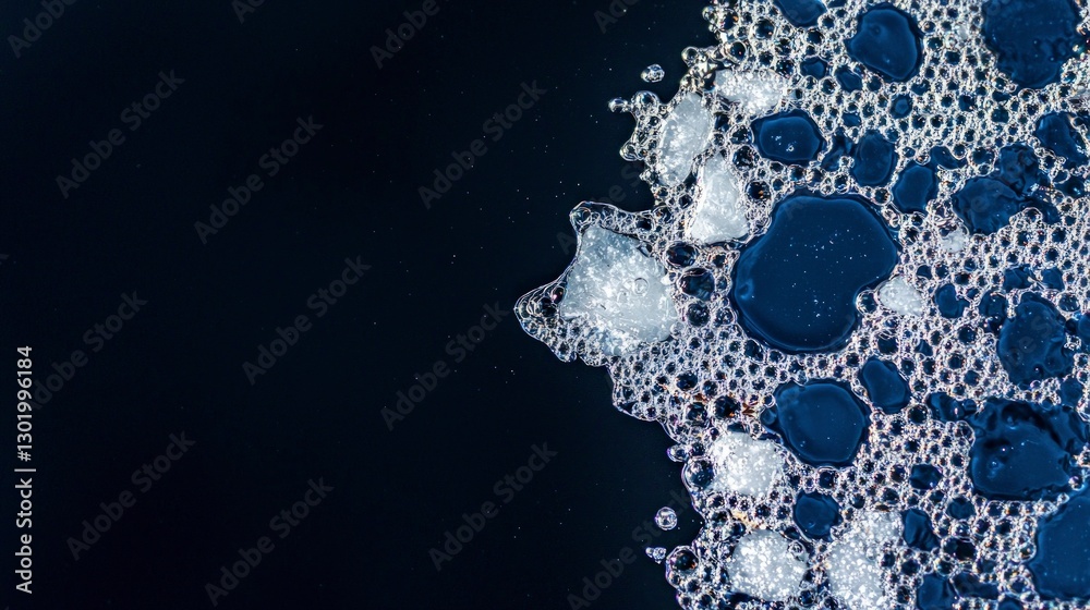 Fototapeta premium Abstract Bubbles Foam Dark Water Closeup Texture Nature