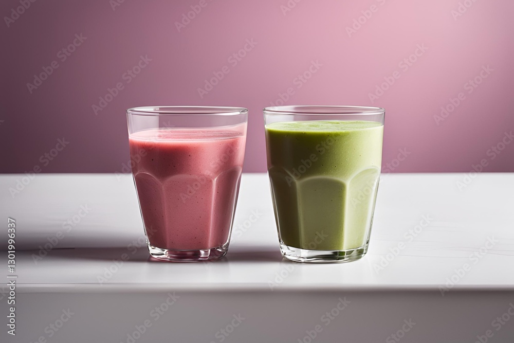 A glass of smoothie, empty table, empty background A glass of smoothie, empty table, empty background