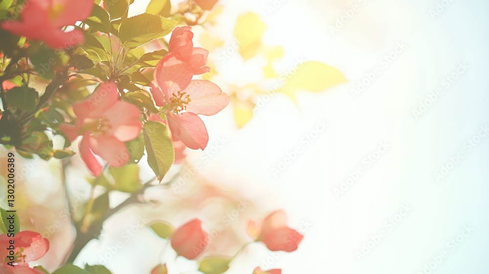 Fototapeta premium Pink Blossoms in Sunlight: Closeup of Delicate Spring Flowers