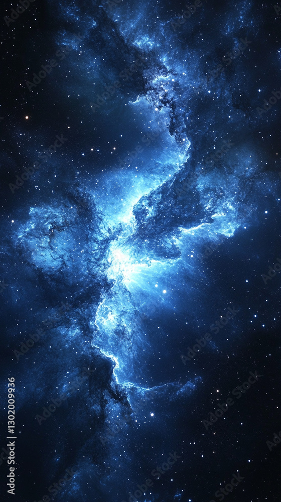 Fototapeta premium A stunning view of a bright, majestic galaxy filled with twinkling stars in the night sky, showcasing the beauty and vastness of deep space in an awe-inspiring astronomical display.