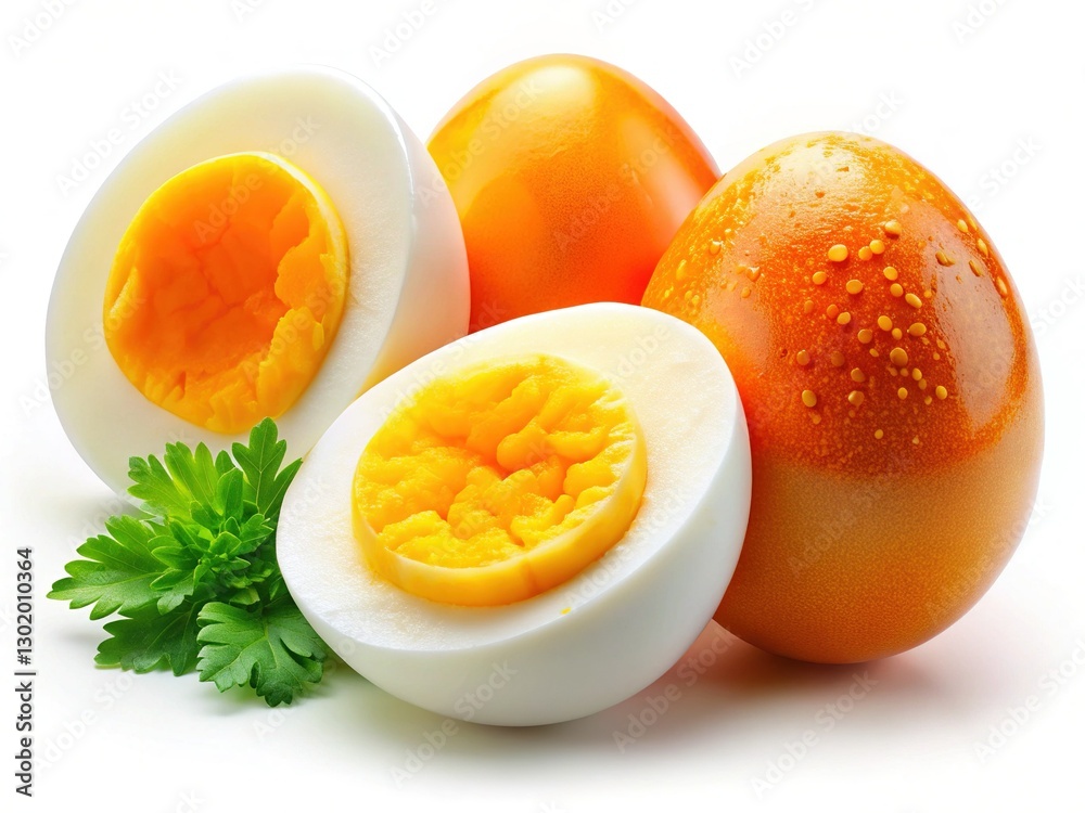 Boiled, Raw, and Fried Chicken Eggs: A Culinary Trio Stock Photo Boiled, Raw, and Fried Chicken Eggs: A Culinary Trio Stock Photo