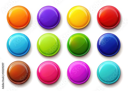 Free Download Colorful Blank Buttons:  Variety of Shapes, Sizes & Vibrant Hues for Craft Projects & Designs - GFXLoad