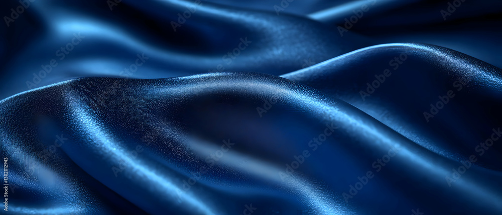 Blue silk fabric folds, soft texture Blue silk fabric folds, soft texture