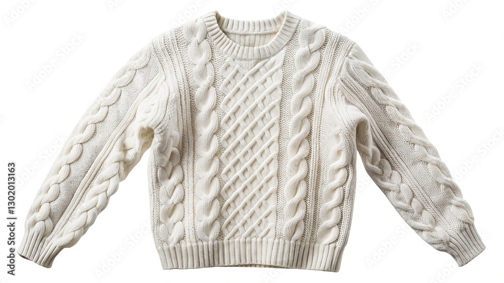 Obraz premium Cozy White Cable Knit Sweater â€“ Transparent Background Stock Photo