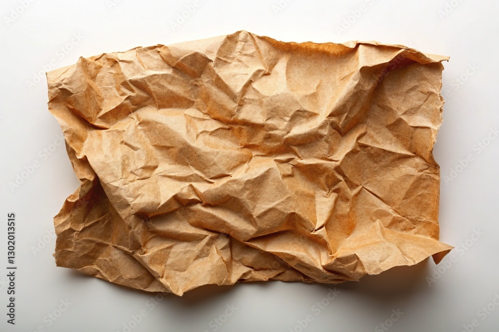 Obraz premium Crumpled Brown Paper Texture: Torn Edge, Light Brown Background Stock Photo