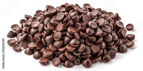 Dark Chocolate Sweet Chips: Top View, Close-Up, Delicious Dessert Snack