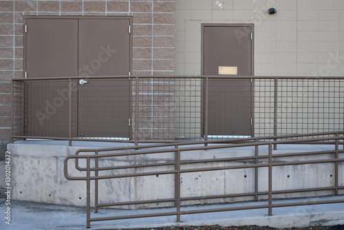 Emergency exit on back of local theatre. Large accessible ramp.