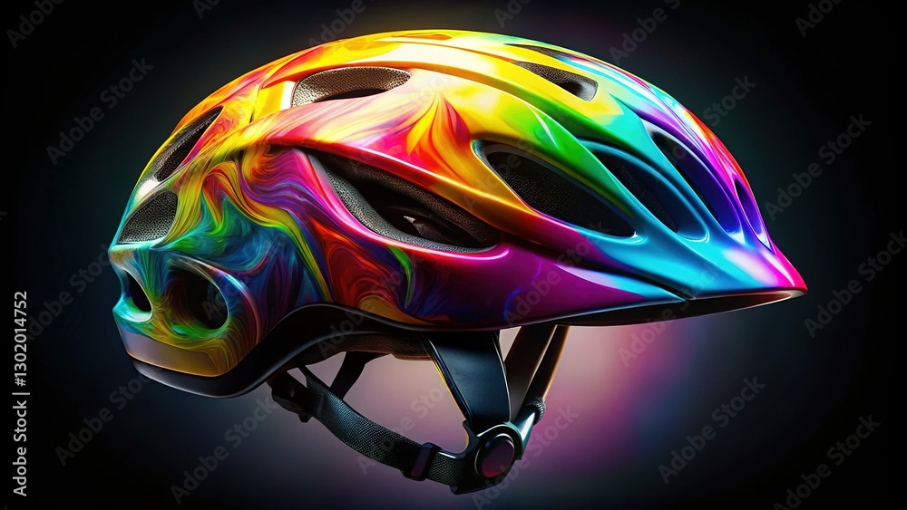 Obraz premium Dramatic Black & White Flat Lay: Lava Lamp Bicycle Helmet