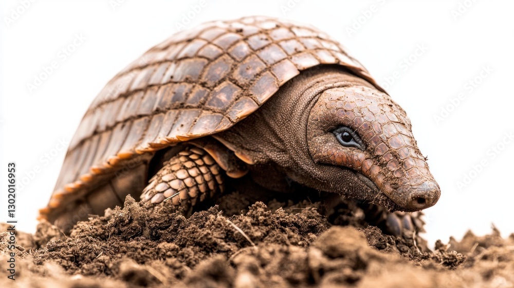 Fototapeta premium Close-Up of a Unique Turtle on Soil with Textured Shell
