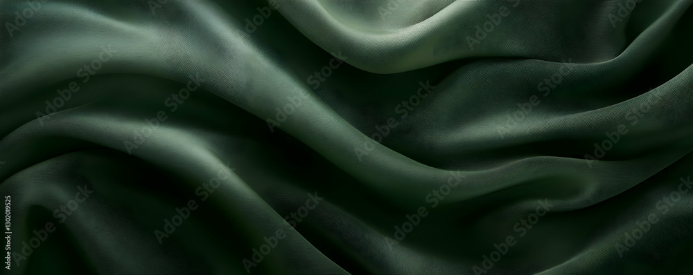 Obraz premium Dark green fabric folds, texture background