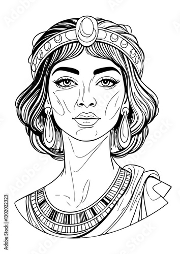 Ancient Egyptian Queen – Black and White Royal Portrait