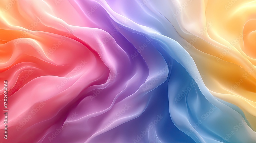 Obraz premium Abstract rainbow fabric folds, colorful background, design element, digital art