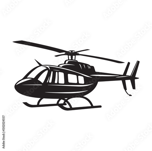 Helicopter icon black silhouette vector illustration on white background

