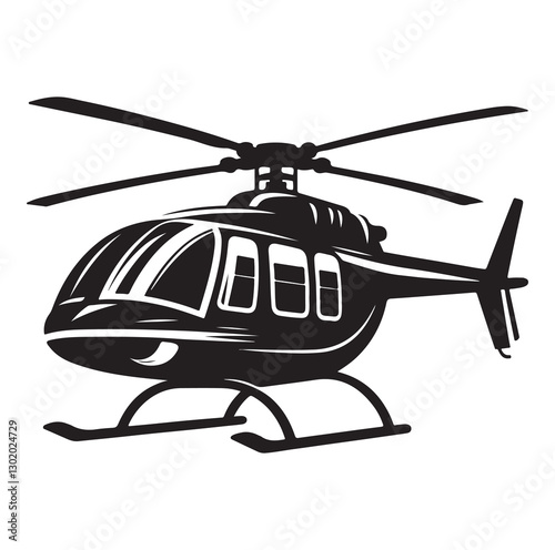 Helicopter icon black silhouette vector illustration on white background

