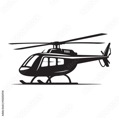 Helicopter icon black silhouette vector illustration on white background
