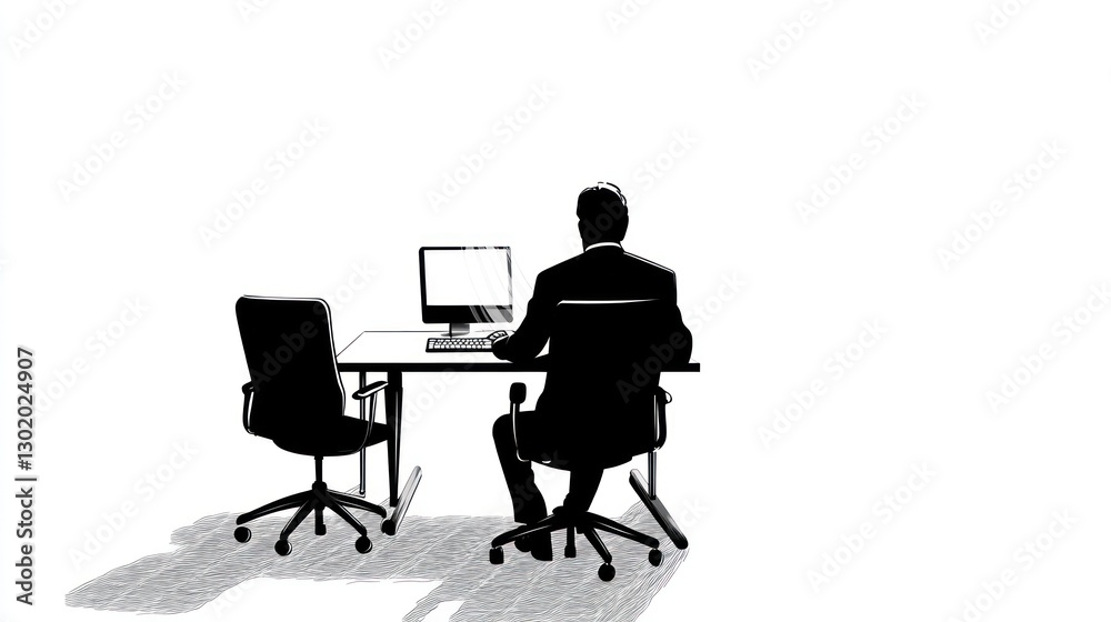 Businessman Working at Desk Businessman Working at Desk