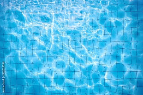 Swimming pool bottom caustics ripple and flow with waves background. Summer background. Texture of water surface. Overhead view. Vector illustration background