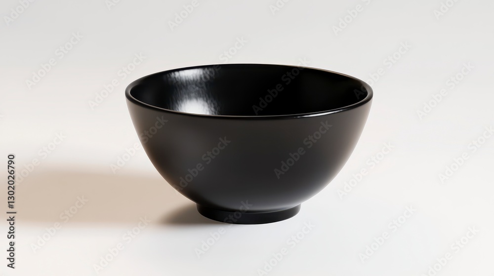 Black Ceramic Bowl on White Background Studio Shot Black Ceramic Bowl on White Background Studio Shot
