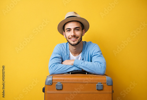 young bearded traveler with...