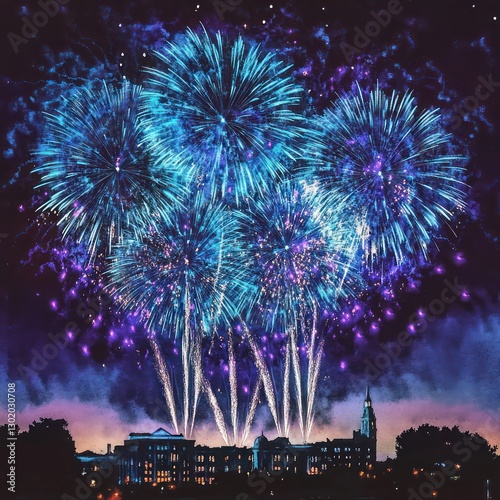 fireworks over the city