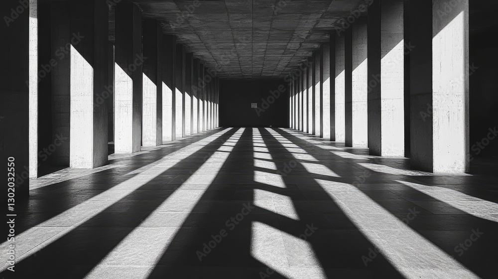Empty sunlit concrete corridor Empty sunlit concrete corridor